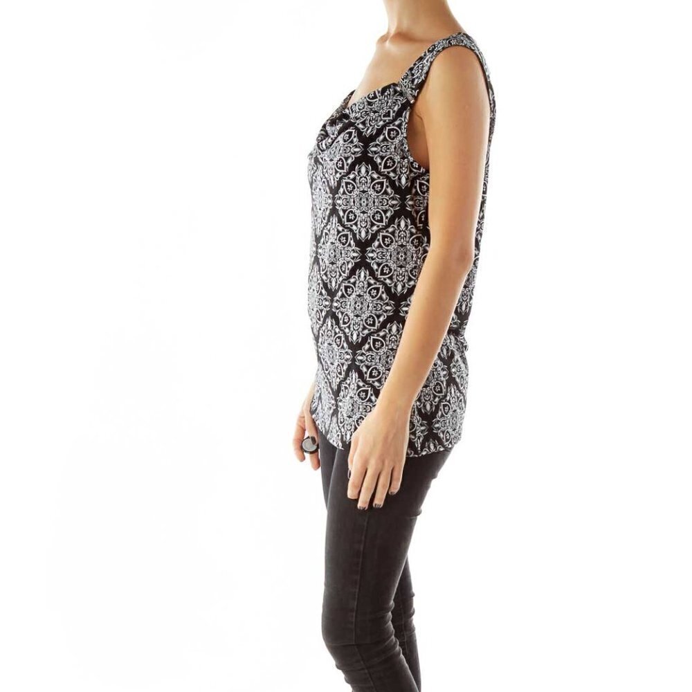 White House Black Market Black White Jewel Neckline Top - Picture 3 of 3